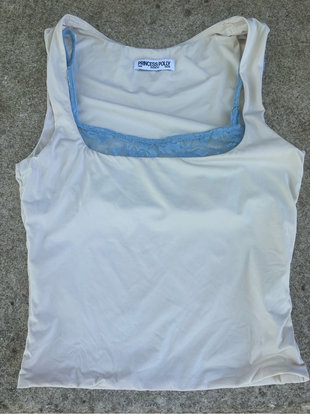 Princess Polly Cream Tank Top with lace built in -shelf bra- issue (photo) US 6